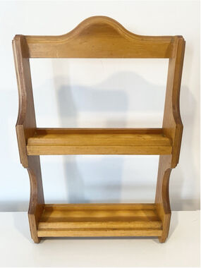 Vintage Handmade Wooden Spice Rack Wall Mount 2 Tier Country Farmhouse Kitchen